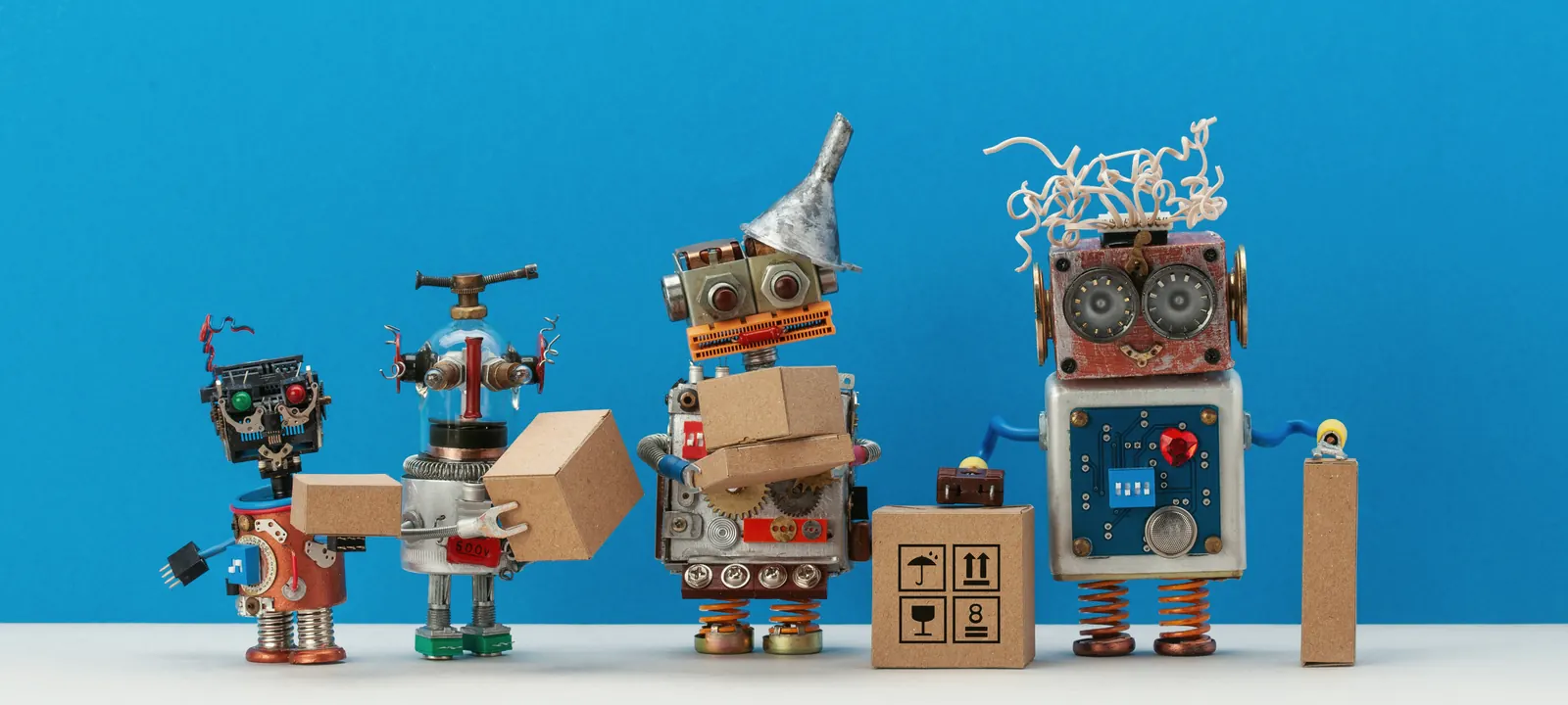 Ekipa robotów przenosząca paczki — dane replikowane paczka po paczce